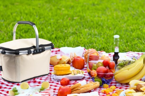 Koszyk Termiczny Na Zakupy I Piknik 25L Beżowy – Składany 45x27x22+18 Cm