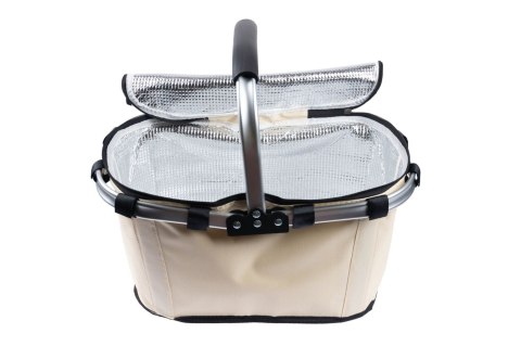 Koszyk Termiczny Na Zakupy I Piknik 25L Beżowy – Składany 45x27x22+18 Cm