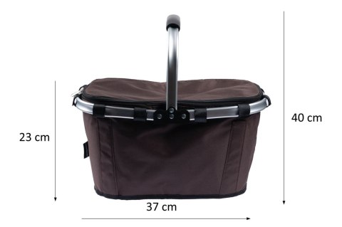 Koszyk Termiczny Na Zakupy I Piknik 25L Brązowy – Składany 45x27x22+18 Cm