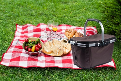 Koszyk Termiczny Na Zakupy I Piknik 25L Brązowy – Składany 45x27x22+18 Cm