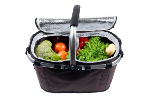 Koszyk Termiczny Na Zakupy I Piknik 25L Brązowy – Składany 45x27x22+18 Cm