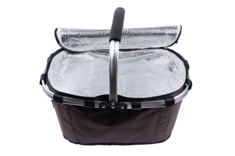 Koszyk Termiczny Na Zakupy I Piknik 25L Brązowy – Składany 45x27x22+18 Cm