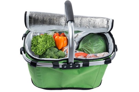 Koszyk Termiczny Na Zakupy I Piknik 25L Zielony – Składany 45x27x22+18 Cm