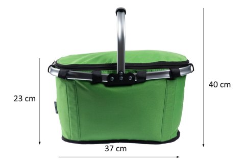 Koszyk Termiczny Na Zakupy I Piknik 25L Zielony – Składany 45x27x22+18 Cm