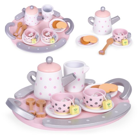 ECOTOYS Drewniany Serwis Do Herbaty15 Elementów – Dla Dzieci