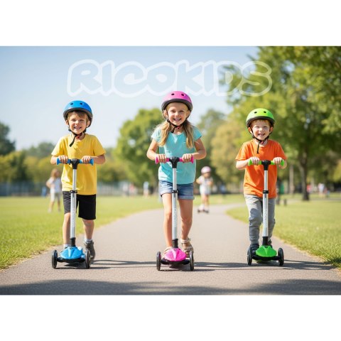 Hulajnoga Balansowa Ricokids Zielona LED Trójkołowa Świeci w Ciemności