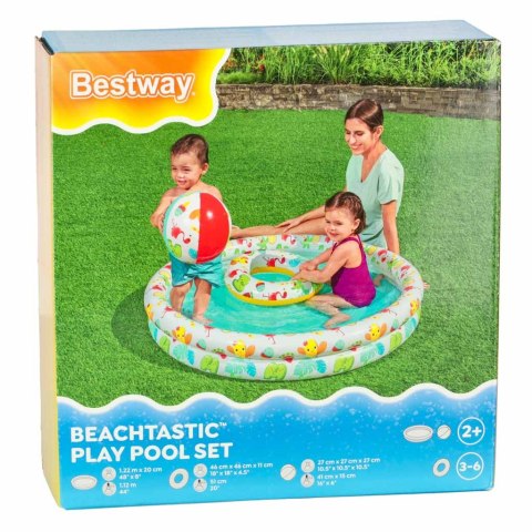 Bestway 51124 Basen Brodzik 3w! 122 Cm Zestaw Z Kołem I Piłką