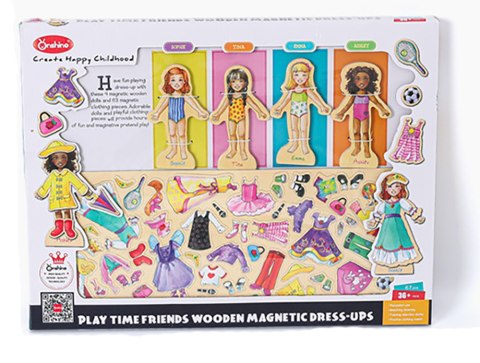 Magnetyczna Gra Ubieranka Puzzle Montessori - 4 Lalki Modelki, 65 Ubrań