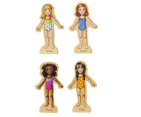 Magnetyczna Gra Ubieranka Puzzle Montessori - 4 Lalki Modelki, 65 Ubrań