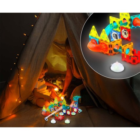 Klocki Magnetyczne RicoKids Kulodrom Świecący 111 Elementów – Tor Kulkowy