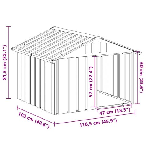 Buda Dla Psa Ze Stali Galwanizowanej Z Daszkiem Antracytowa 116,5x103x81,5 cm
