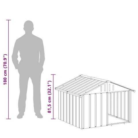Buda Dla Psa Ze Stali Galwanizowanej Z Daszkiem Antracytowa 116,5x103x81,5 cm