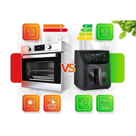 Frytkownica Beztłuszczowa Air Fryer Berdsen BD-660 Czarna – 8 L, 1700 W