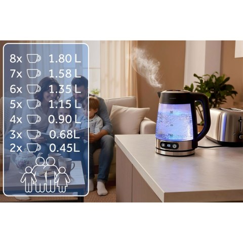 Szklany Czajnik Elektryczny Berdsen Z Regulacją Temperatury – LED, 2200W