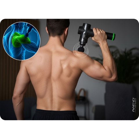 Pistolet Do Masażu Neo‑Sport NS‑503 – Bezprzewodowy Masażer Ciała, 9 Nakładek