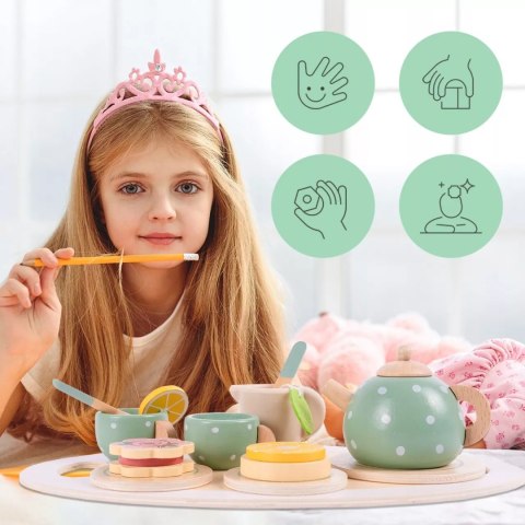 Drewniany Zestaw Do Herbaty Dla Dzieci 15 elementów 3+ , Filiżanki