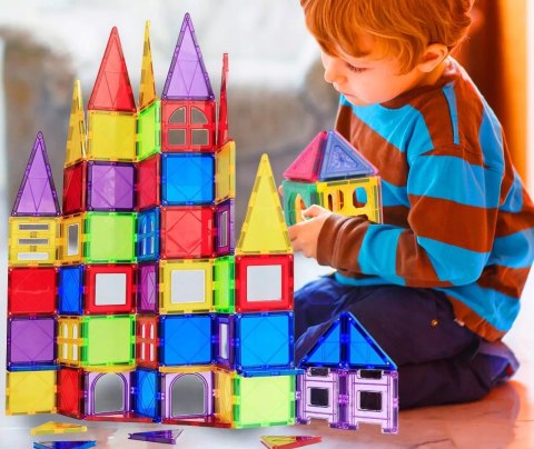 Klocki Magnetyczne 45 Elementów – Zestaw Edukacyjny Konstrukcyjny 3D Dla Dzieci