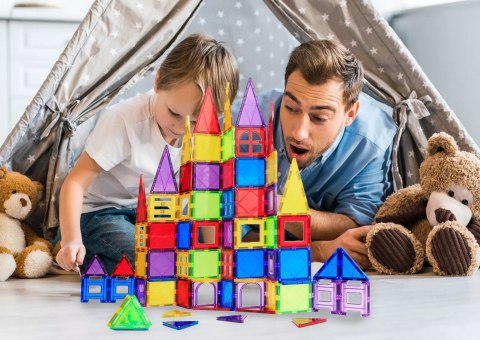 Klocki Magnetyczne 45 Elementów – Zestaw Edukacyjny Konstrukcyjny 3D Dla Dzieci