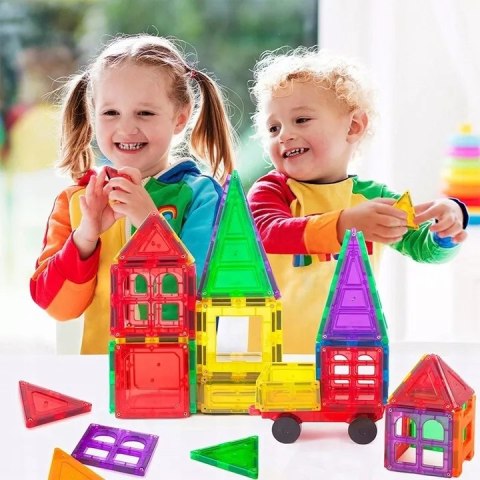 Klocki Magnetyczne 45 Elementów – Zestaw Edukacyjny Konstrukcyjny 3D Dla Dzieci