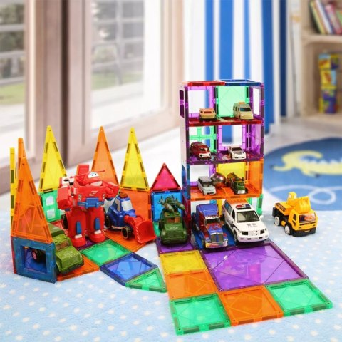 Klocki Magnetyczne 45 Elementów – Zestaw Edukacyjny Konstrukcyjny 3D Dla Dzieci