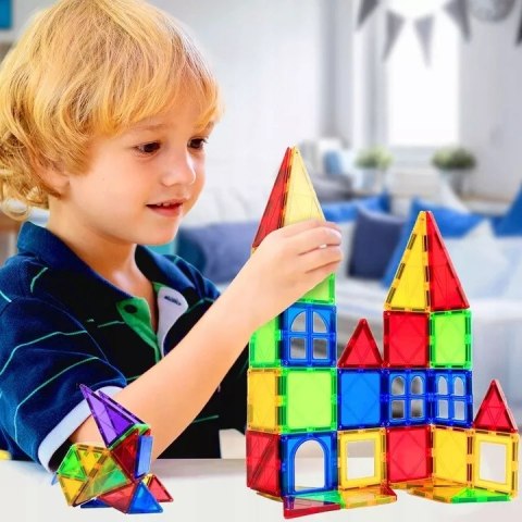 Klocki Magnetyczne 45 Elementów – Zestaw Edukacyjny Konstrukcyjny 3D Dla Dzieci