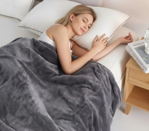 Koc Elektryczny Dwustronny 160x120 120W 9 Stopni Timer LED - Plusz, Pilot