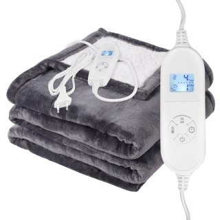 Koc Elektryczny Dwustronny 160x120 120W 9 Stopni Timer LED - Plusz, Pilot