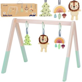 Mata edukacyjna Baby Gym Tooky Toy stojak drewniany zawieszki