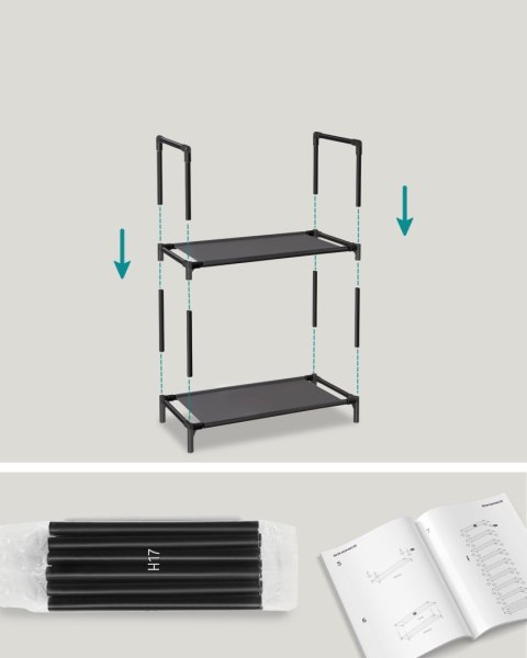 Wysoki Regał Na Buty W Stylu Loft – Czarny Stojak 10-Poziomowy