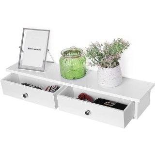 Półka Ścienna Biała Z Szufladami MDF Do Salonu Oskar