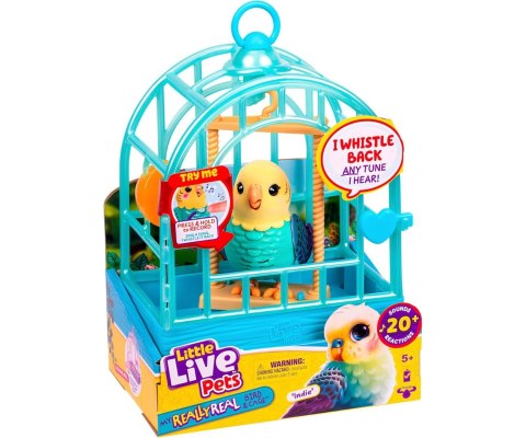 Moose Toys Interaktywny Ptaszek Little Live Pets Z Klatką, Niebieski