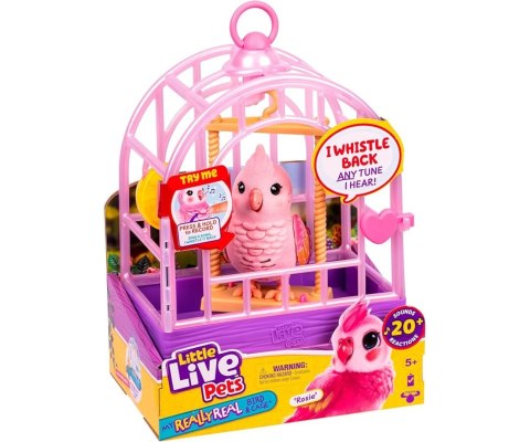 Moose Toys Interaktywny Ptaszek Little Live Pets Z Klatką, Różowy