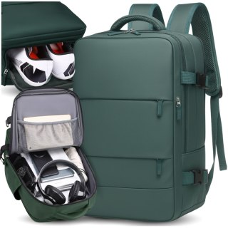 Plecak do Samolotu 40x30x20 Kabinowy USB Na Laptop 14" Zielony