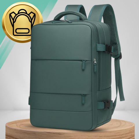 Plecak do Samolotu 40x30x20 Kabinowy USB Na Laptop 14" Zielony