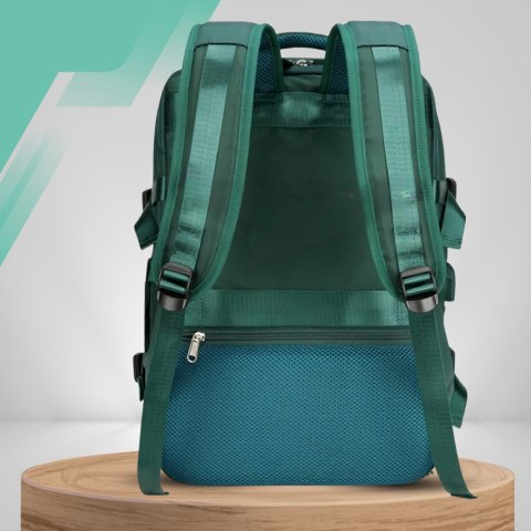 Plecak do Samolotu 40x30x20 Kabinowy USB Na Laptop 14" Zielony