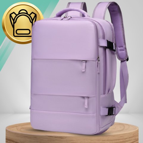 Plecak do Samolotu 40x30x20 Kabinowy USB Na Laptop 14" Fioletowy