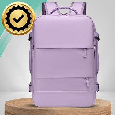 Plecak do Samolotu 40x30x20 Kabinowy USB Na Laptop 14" Fioletowy