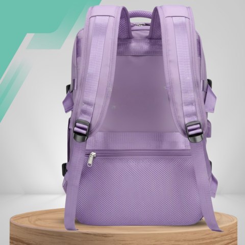 Plecak do Samolotu 40x30x20 Kabinowy USB Na Laptop 14" Fioletowy