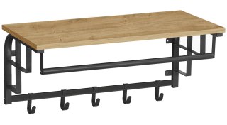 Półka Ścienna W Stylu Loft Z Wieszakami I Drążkiem