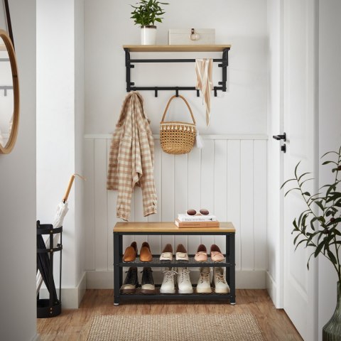 Półka Ścienna W Stylu Loft Z Wieszakami I Drążkiem