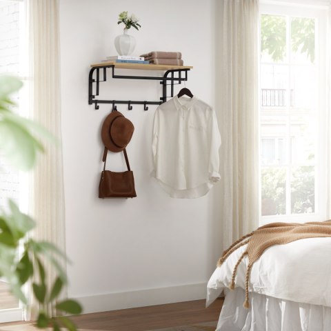 Półka Ścienna W Stylu Loft Z Wieszakami I Drążkiem