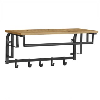 Półka Ścienna W Stylu Loft Z Wieszakami I Drążkiem