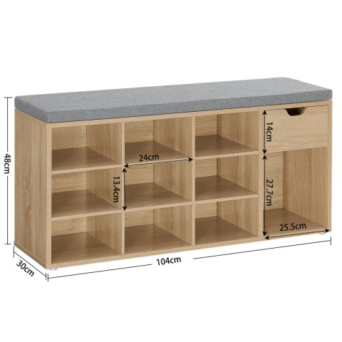 Szafka Na Buty Z Siedziskiem Sonoma Regał 10 Półek Oskar