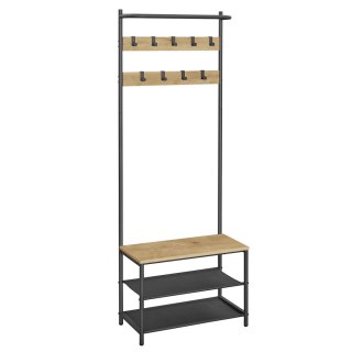 Wieszak na Ubrania z Szafką na Buty i Siedziskiem – Dąb Artisan Loft