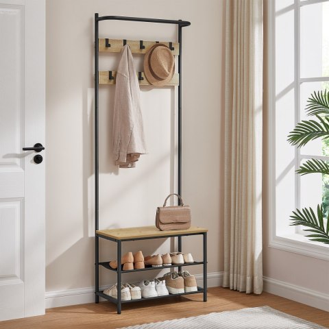 Wieszak na Ubrania z Szafką na Buty i Siedziskiem – Dąb Artisan Loft