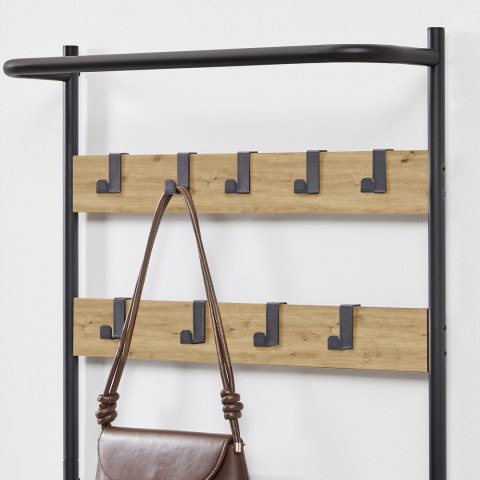 Wieszak na Ubrania z Szafką na Buty i Siedziskiem – Dąb Artisan Loft