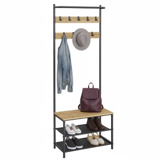 Wieszak na Ubrania z Szafką na Buty i Siedziskiem – Dąb Artisan Loft