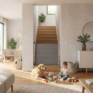 Bramka Roleta Zabezpieczająca Na Schody ECOTOYS 160 cm – Szara Roleta