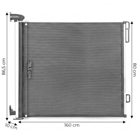 Bramka Roleta Zabezpieczająca Na Schody ECOTOYS 160 cm – Szara Roleta