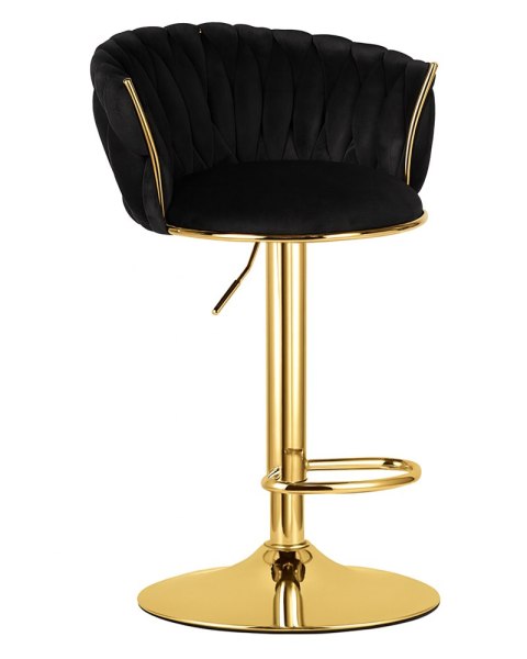 Hoker Welurowy Czarny Regulowany Obrotowy Złote Nogi Oskar